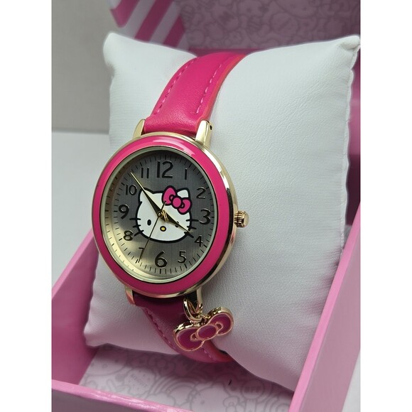 Hello Kitty Sanrio Accutime HK5078TM Pink Gold Bow Charm Watch New Battery W Box main image 8
